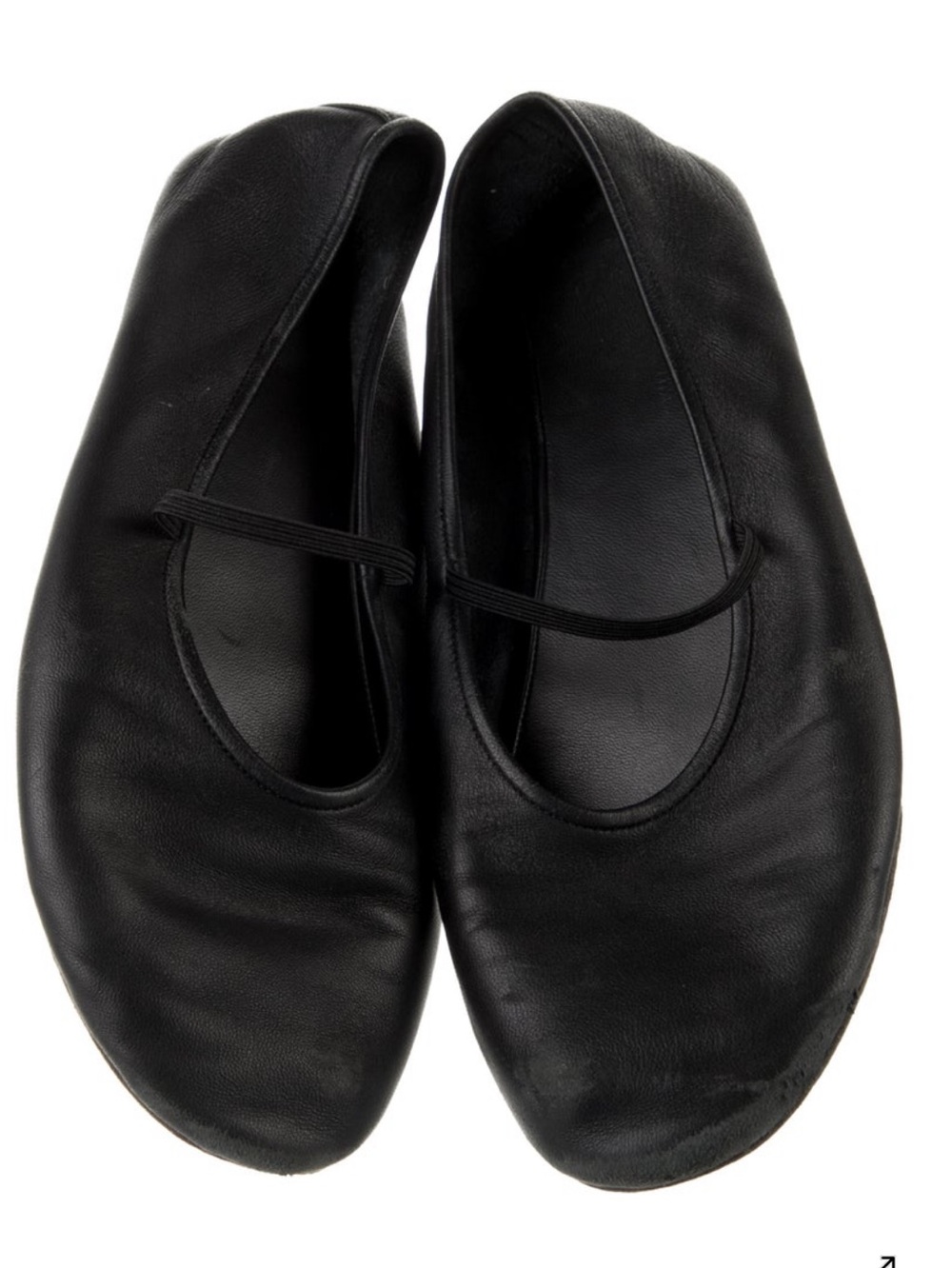 The Row Black Leather Mary Jane Ballet Flats